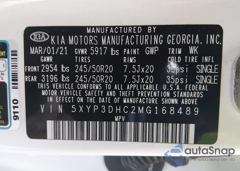 2021 Kia Telluride Ex from USA, damaged, VIN 5XYP3DHC2MG168489